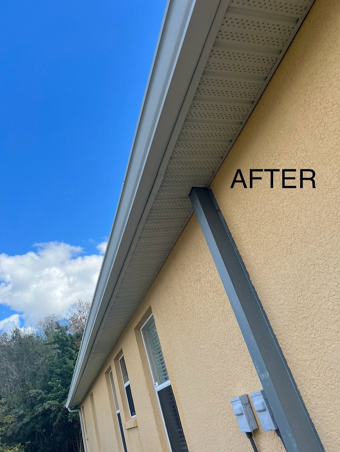 Roofline and soffit after cleaning